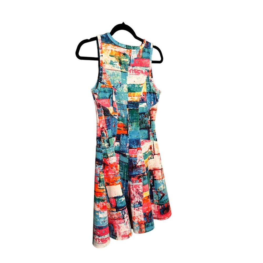 Karen Kane Tank Dress Colorful Color Block Flattering Fit Sleeveless Scuba - Picture 4 of 8